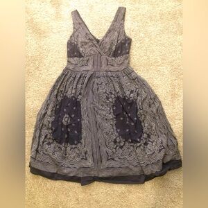 Blue plate deep v-neck floral dress